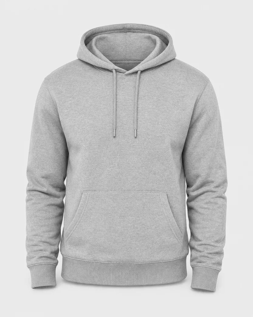 A phone photo of a grey hoodie, the kind that stays on your phone